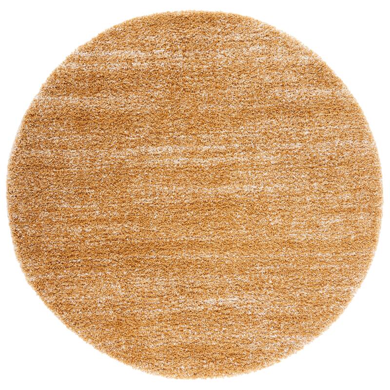 SAFAVIEH Hudson Shag Justine Modern 2-inch Thick Rug - 7' Round - Gold/Ivory - Round