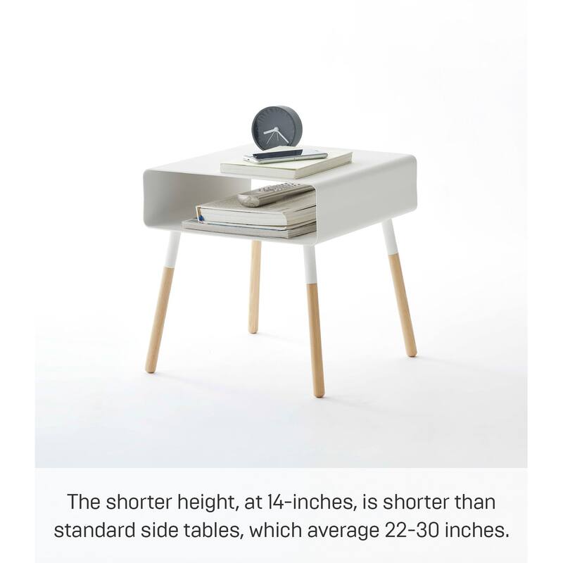 Yamazaki Home Storage Table - Two Sizes, Steel and Wood, Short, Holds 22 lbs, Minimal Assembly
