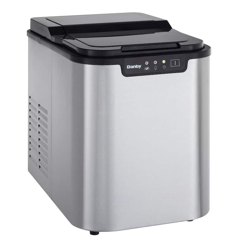 Danby 10 Inch Wide 2 Pound Capacity Portable Ice Maker with 25 Lb. - Stainless Steel