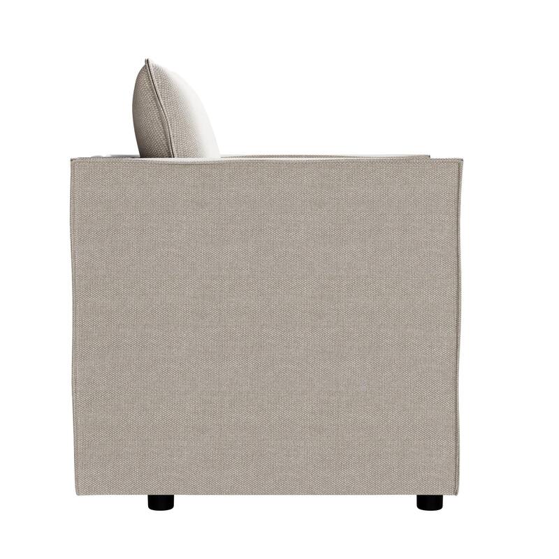 Linen Fabric Single Sofa Chair, Comfy Upholstered Reading Armchair, Modern Decorative Chair for Bedroom, Reading Room