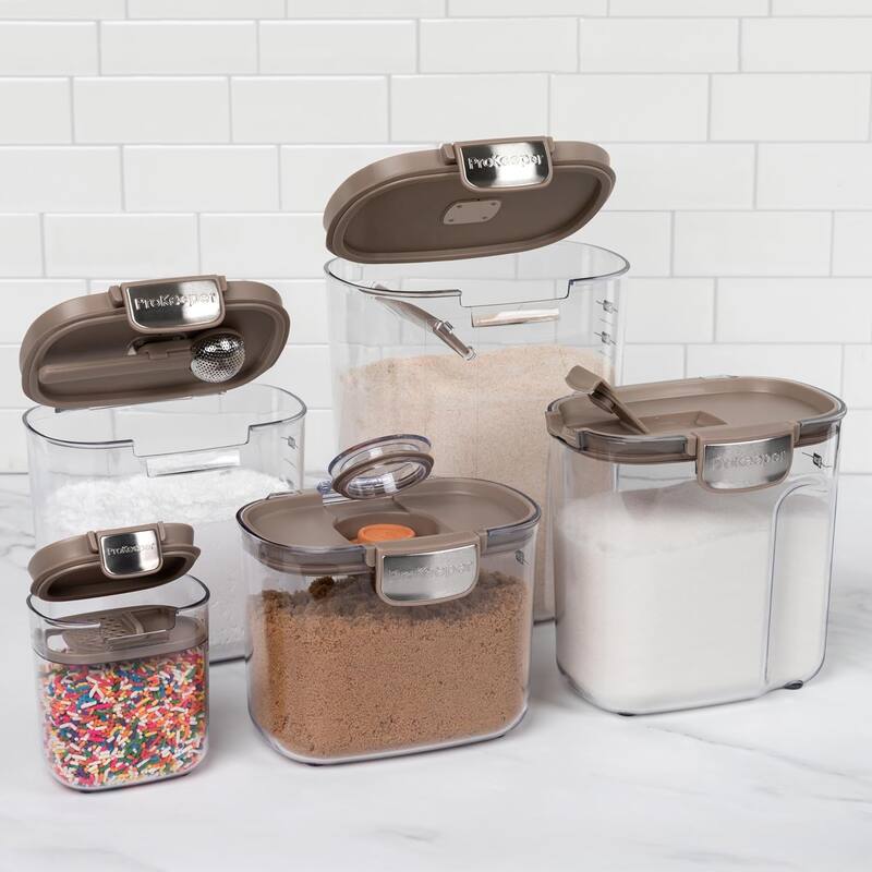 ProKeeper+ 9 Piece Clear Plastic Airtight Food Flour and Sugar Baker's Kitchen Storage Organization Container