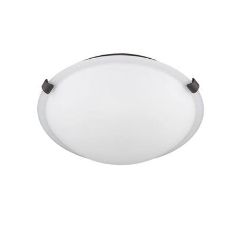 16 Inch Nickel and Bronze Flush Mount Frosted Ceiling Light