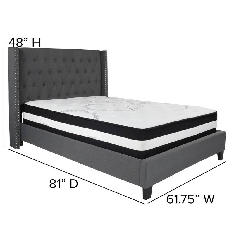 Tufted Upholstered Platform Bed with Pocket Spring Mattress
