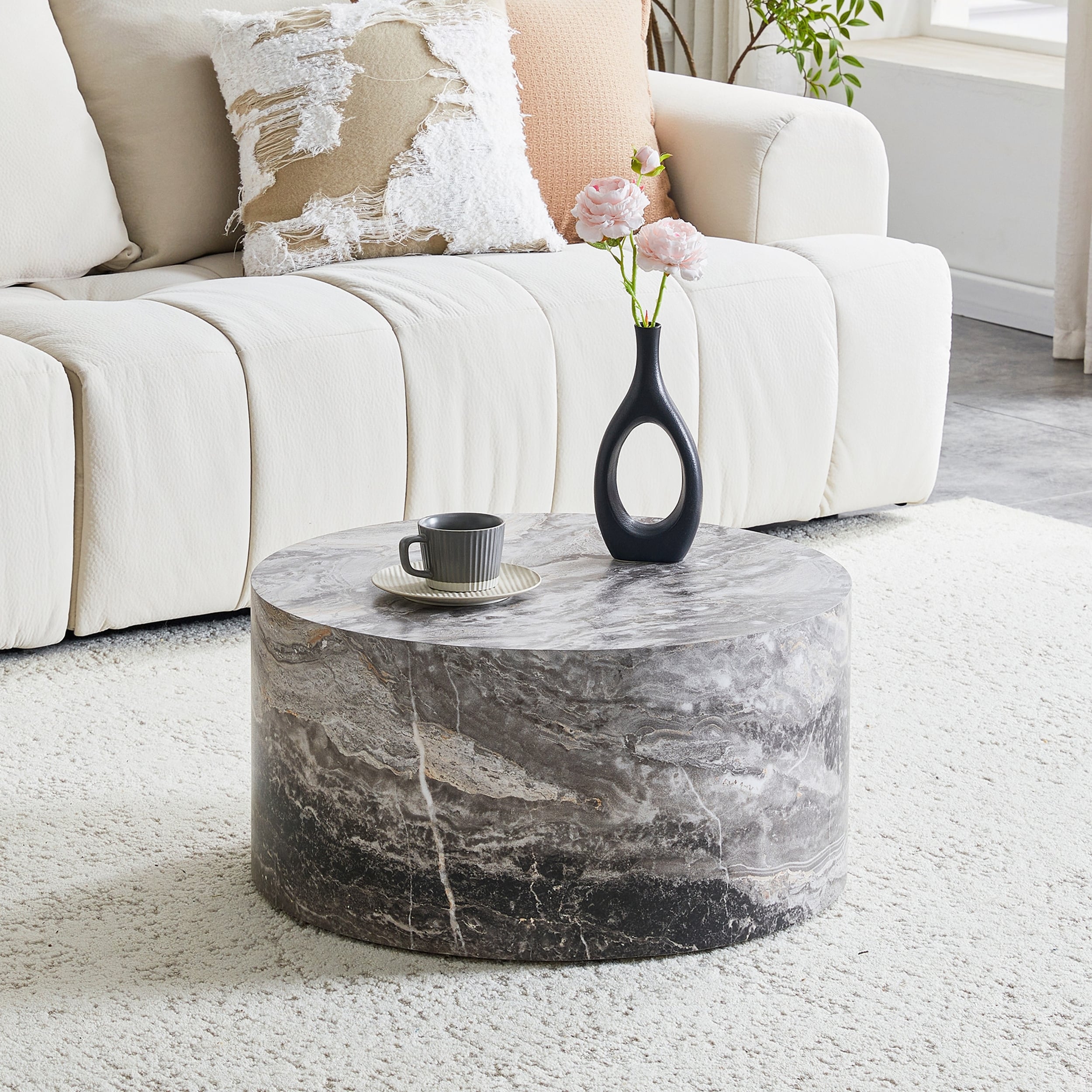 Modern Minimalist Round MDF Coffee Table