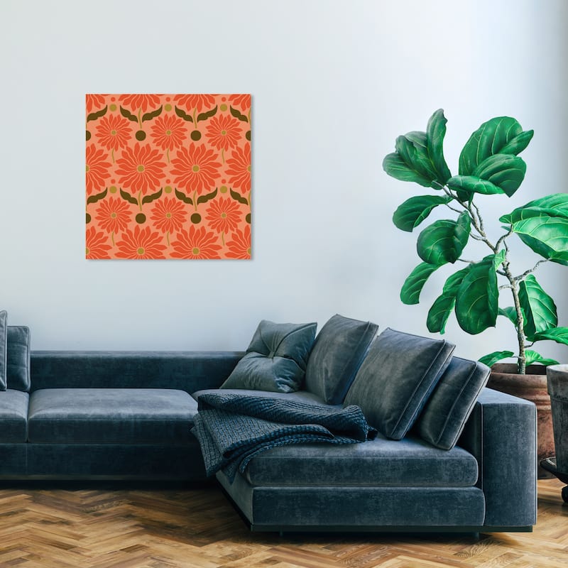 Wynwood Studio Canvas Abstract Floral Layers Orange and Dark Orange Modern & Contemporary Wall Art Canvas Print