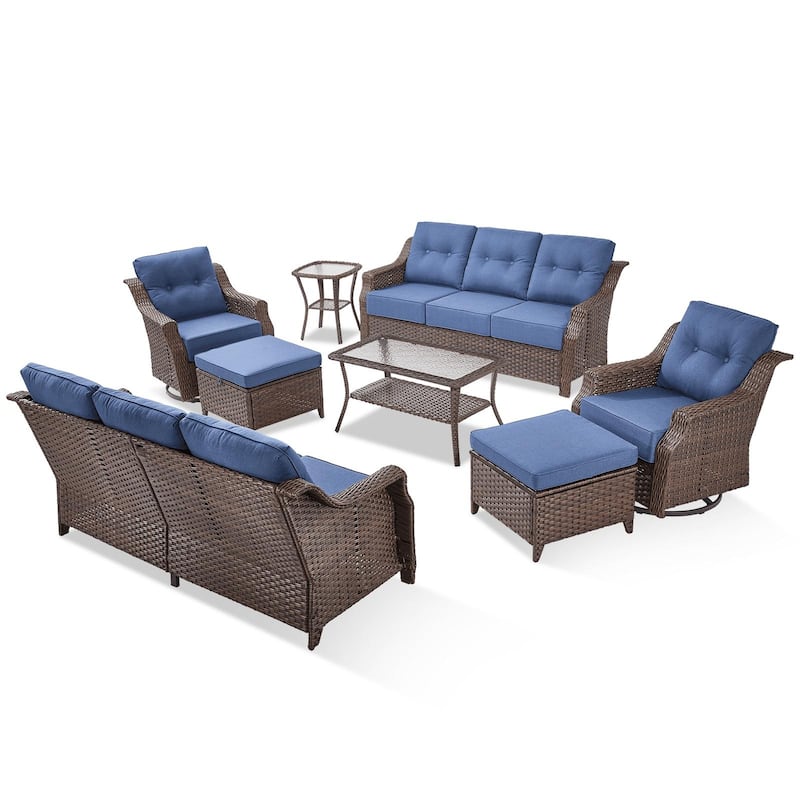 Pocassy Wicker Sofa Chair Set for Garden