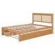 preview thumbnail 32 of 58, Versatile Pull-Out Bed,Full Size Elegant Bed Frame with Rattan Headboard and Sockets