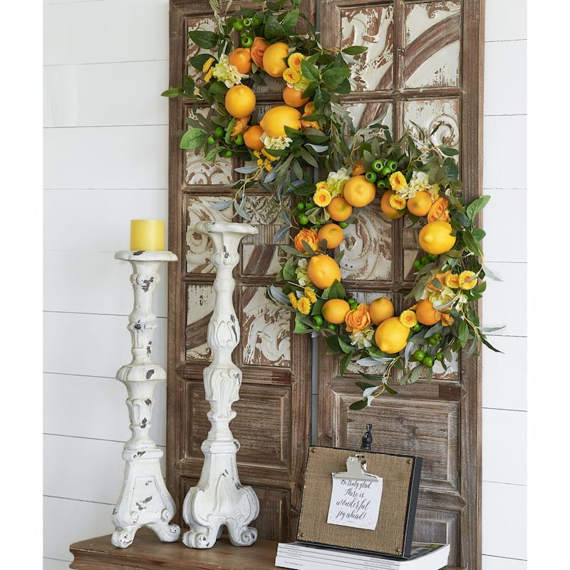 Vintage Style Weathered Magnesia Pillar Candle Holder - 27.5"