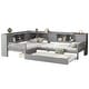 preview thumbnail 35 of 34, L-Shaped Twin Platform Bed with Trundle, Solid Wood Frame, Built-In Drawers & Shelves, No Box Spring Needed