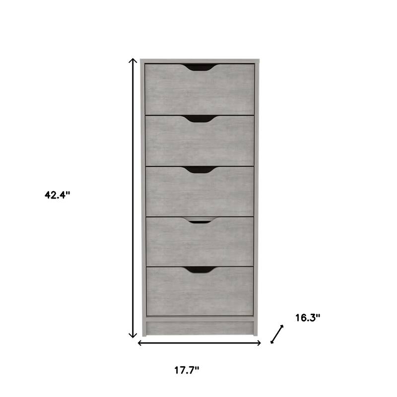 Compact Vertical Wood Dresser with 5 Drawers Slim Chest of Drawers for Bedroom or Office Use