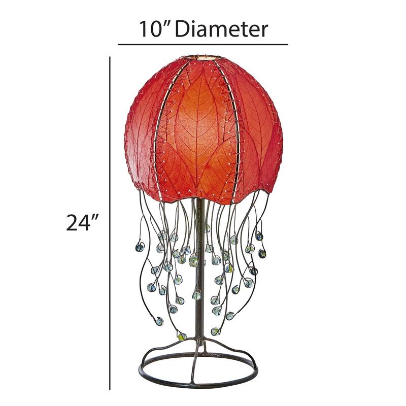 Eangee Handmade Jellyfish Table Lamp, Cocoa Leaves Shade, 10 x 10 x 24 in. - 10 x 10 x 24