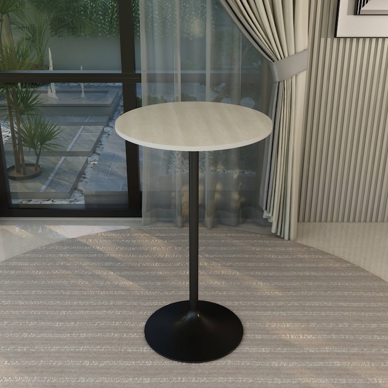 LeisureMod Verve 27" Bar Height Dining Table with MDF Round Top in Black Marbleized