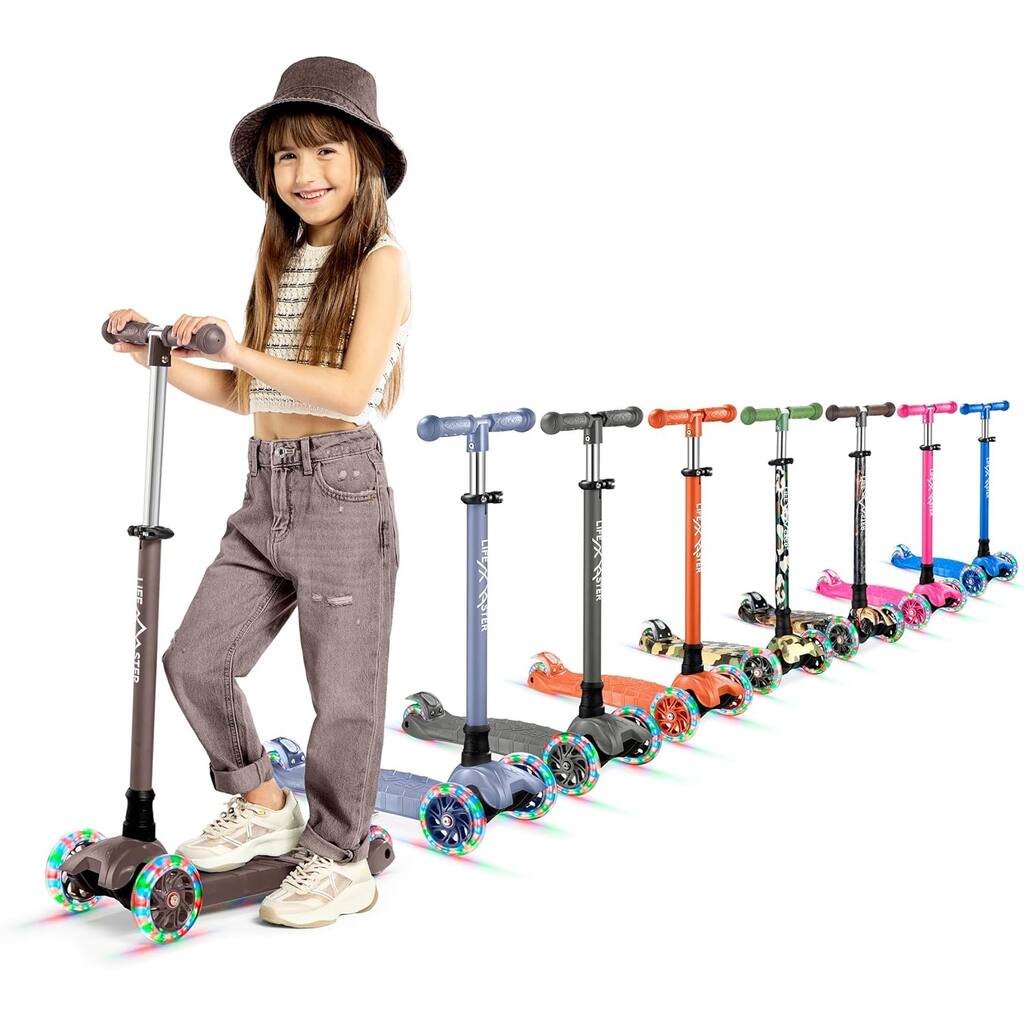 Kids Scooter – Children and Toddler 3 Wheel Kick Scooter – LED Wheel Lights Illuminate When Rolling– Adjustable Handlebar –