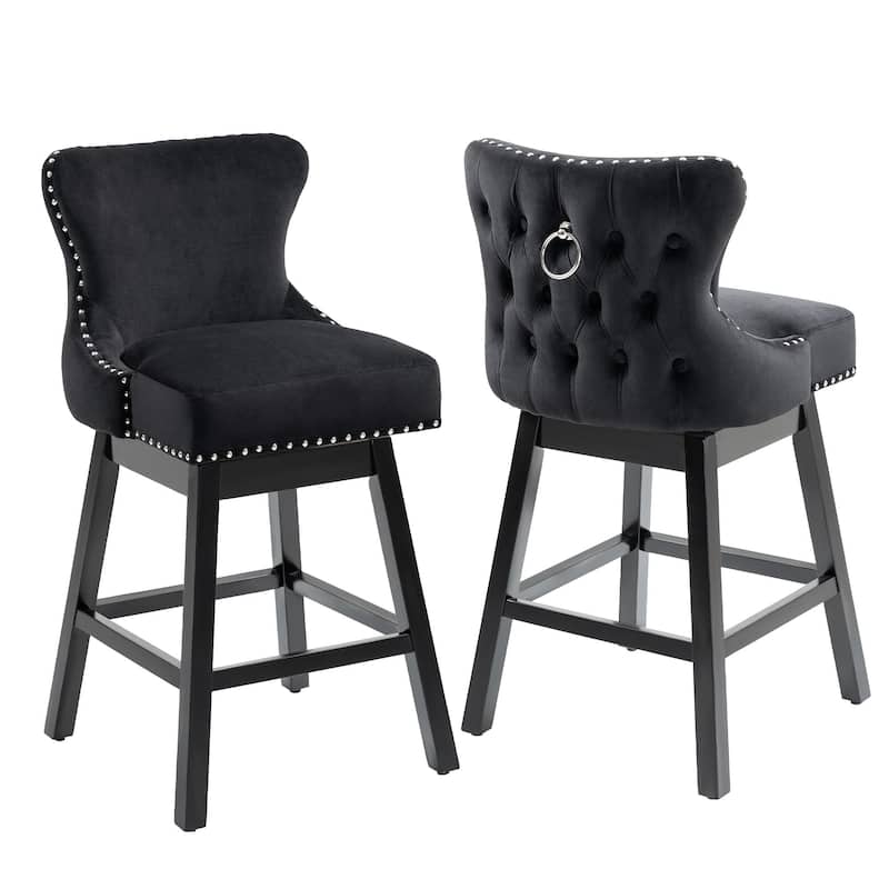 AVAWING Set of 2 Upholstered Fabric Bar Stools Chairs