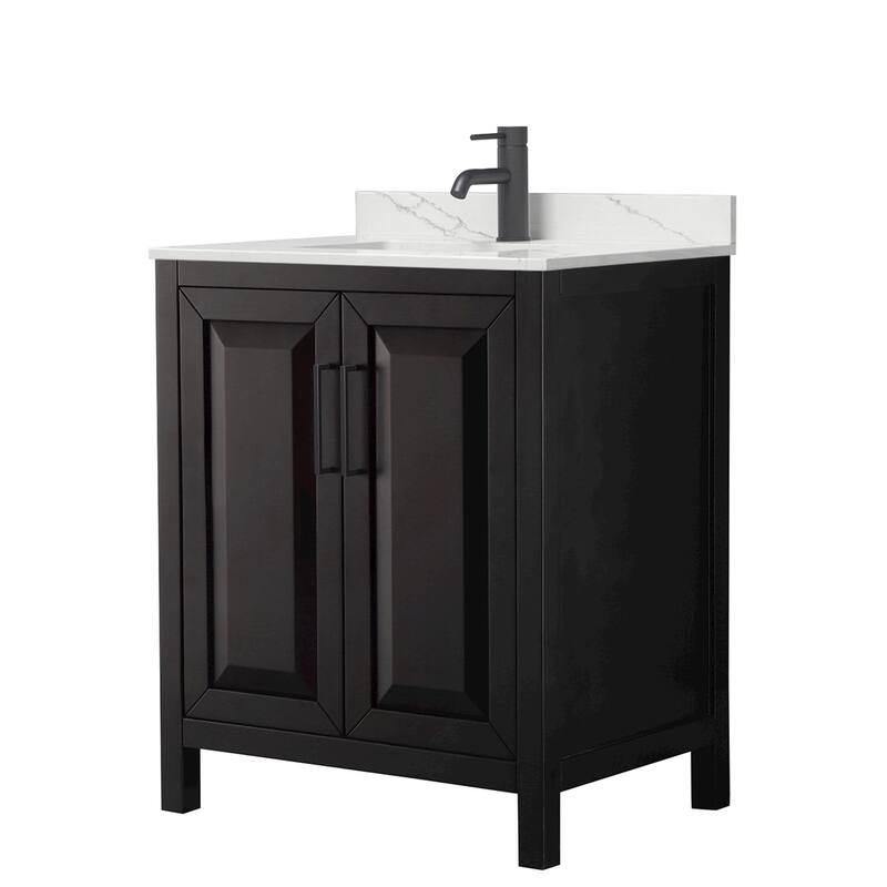 Wyndham Collection WCV252530S-QTZ-UNSMXX Daria 30" Free Standing - Dark Espresso / Giotto Quartz Top / Matte Black