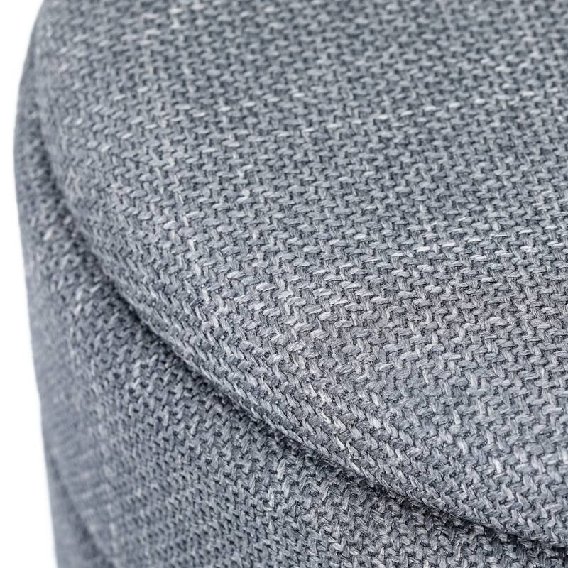 Modern Cylinder Ottoman with Hidden Storage Linen Upholstery Seat