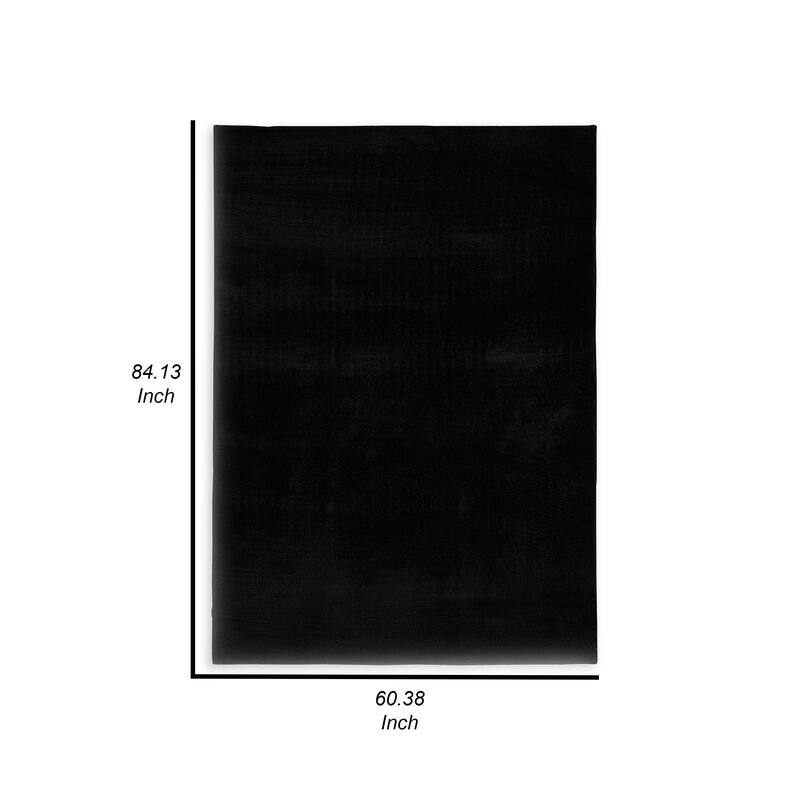 Stebin 5 x 7 Medium Area Rug, Shag Style, Abstract Design Black Polyester - 5 x 7