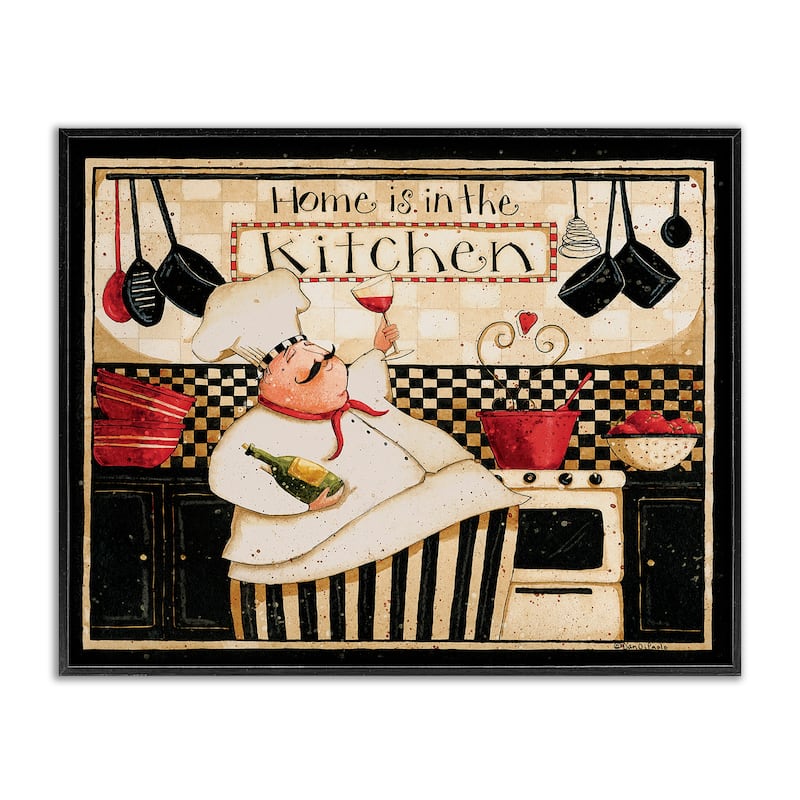 Stupell Home is in the Kitchen with Happy Chef Illustration Framed Wall Art