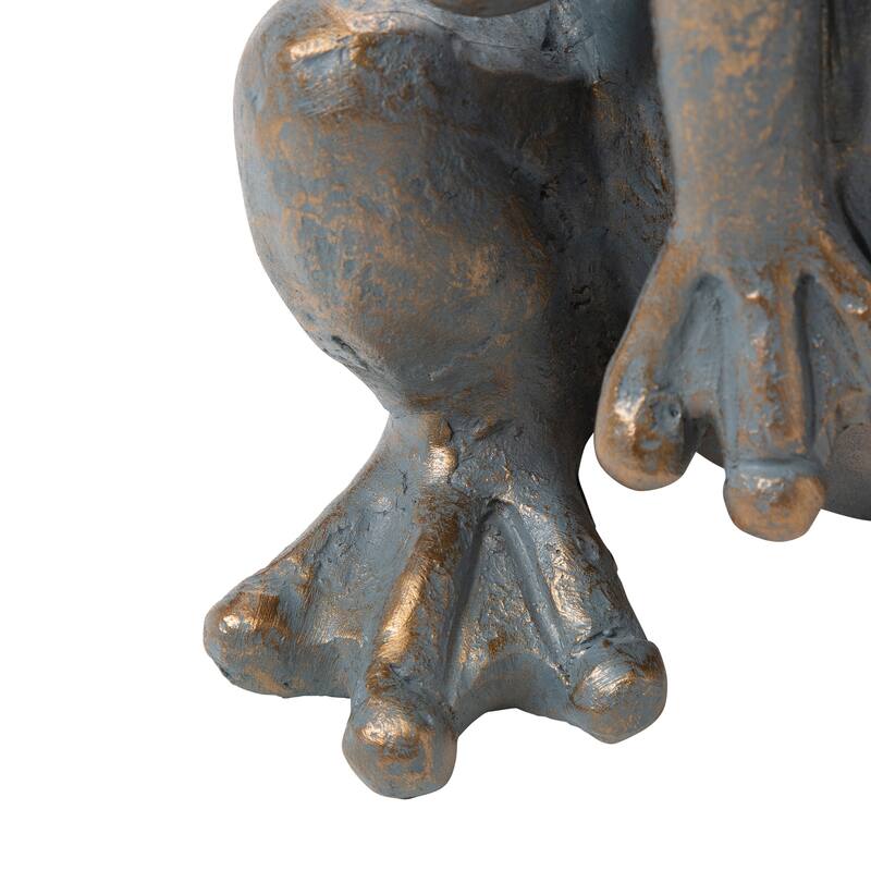 Bronze 28" H MGO Wealth Stacked Frog Statue Zen-style Coastal-style Sculpture Indoor Outdoor Figurine by Glitzhome