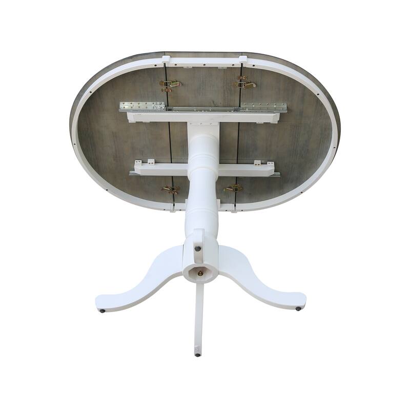 36" Round Top Pedestal Table With 12" Leaf - White/Heather Gray - N/A
