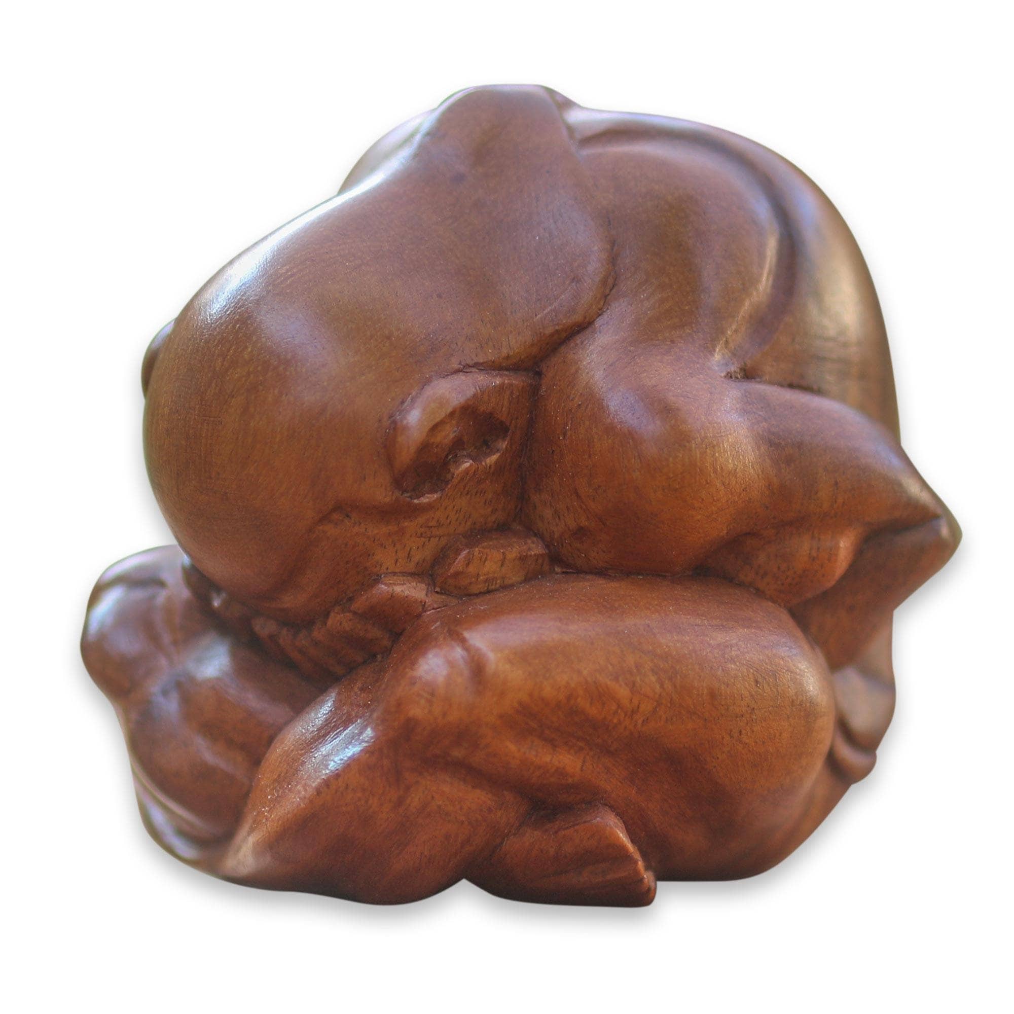 Handmade Meditating Yogi Wood Statuette (Indonesia) - 3.2" x 3.2"