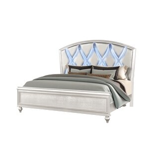 Ginger King Size LED Bed made with Wood in White