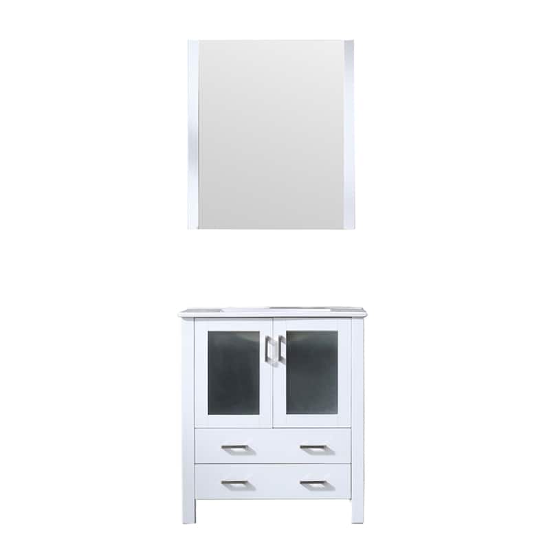 Volez Bath Vanity, White Ceramic Top and Mirror - 30 - White