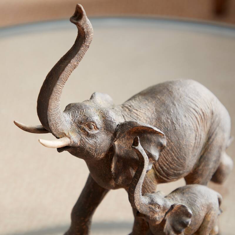 Brown Polystone Elephant Decorative Sculpture