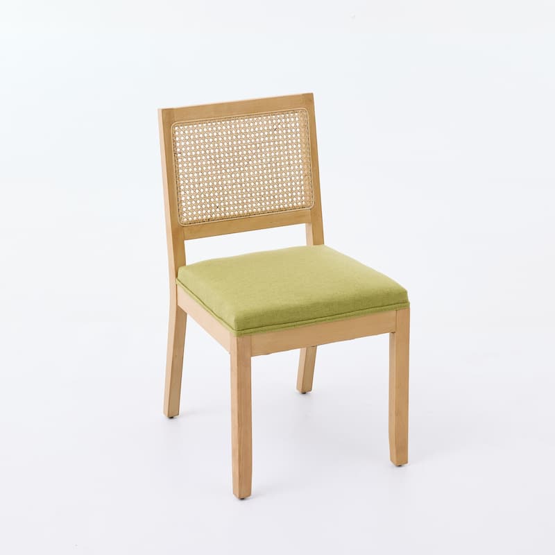 Farmhouse Rattan Dining Chairs Set of 2,Kitchen & Dining Room Chairs, Cane Upholstered Kitchen Side Chair with Hardwood Frame