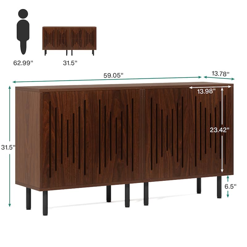 Sideboard Buffet Cabinet with Doors & Adjustable Shelves (Set of 2)