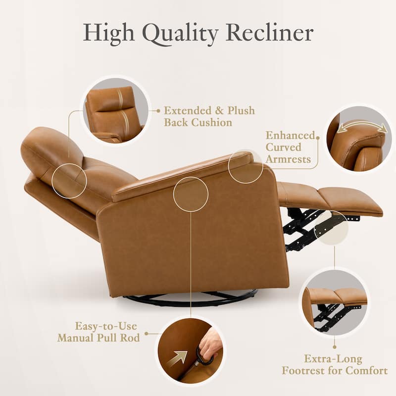 Fabric Recliner Sofa Chair Swivel Rocking Footrest-Single Seat for Living Room