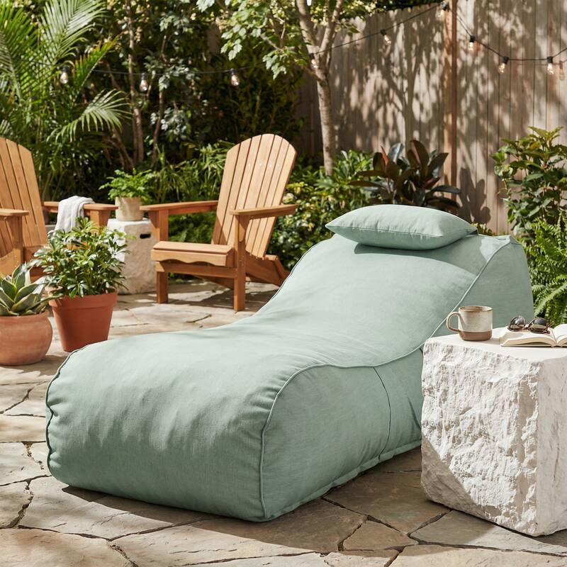 Christopher Knight Home- Fiano Fabric Outdoor Bean Bag Lounge Chair - Mint_Single