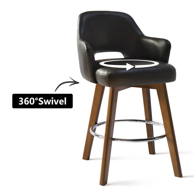 Faux Leather Swivel Contemporary Upholstered Counter Height Stools 1PK