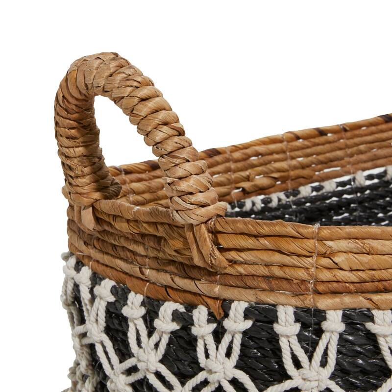 Black Banana Leaf Bohemian Storage Basket (Set of 3) - S/3 23", 22", 18"W