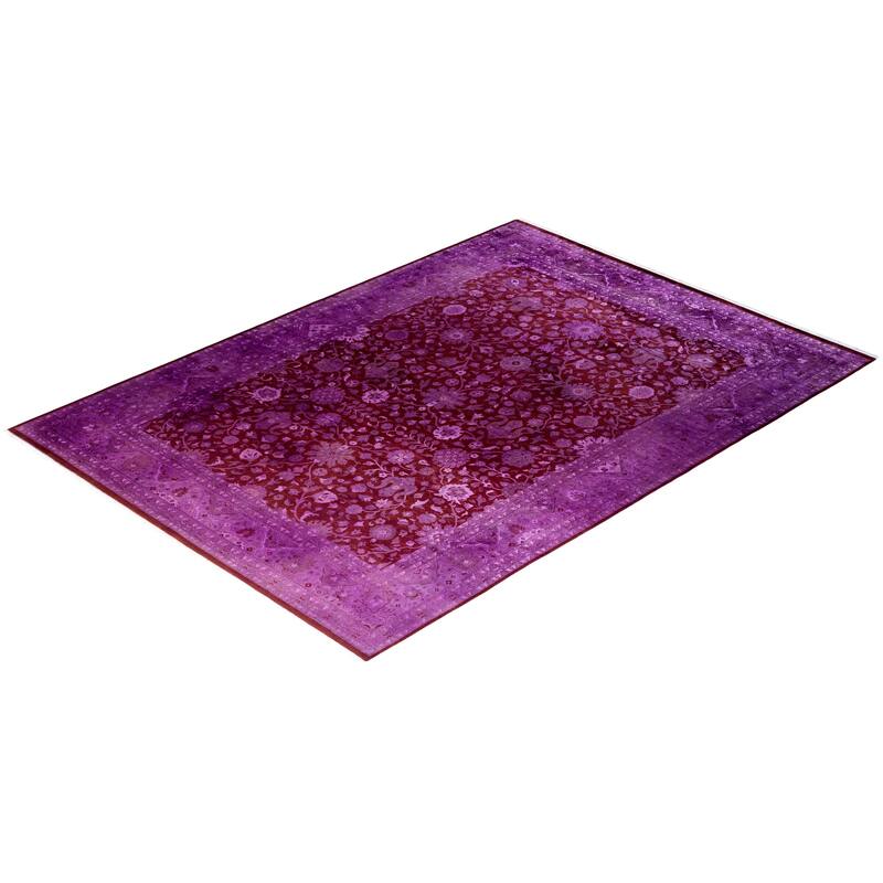 Fine Vibrance One-of-a-Kind Hand-Knotted Area Rug - Red, 9' 2" x 12' 5" - 9' 2" x 12' 5"
