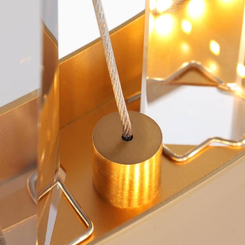 Modern 1-Light LED Crystal Chandelier Gold Drum Lighting for Living Room - D23.6" x H12"