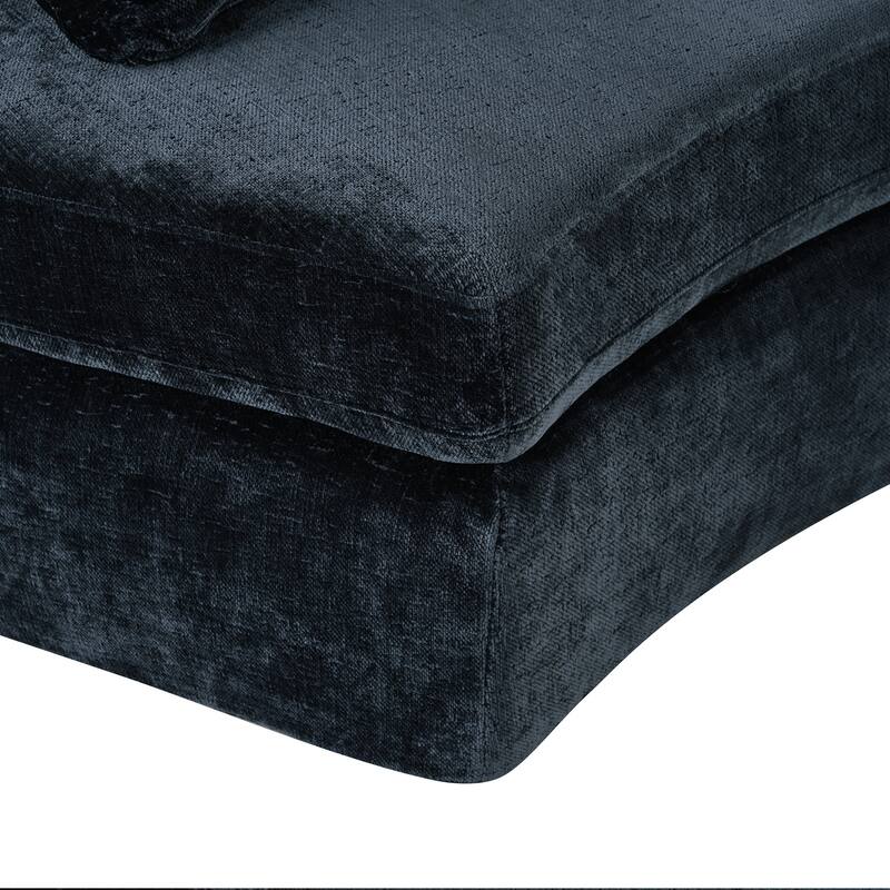 Jacquard Curved Sectional Sofa 2-Piece Modular Couches Set Chenille Upholstered Chaise Lounger with Pillows for Living Room
