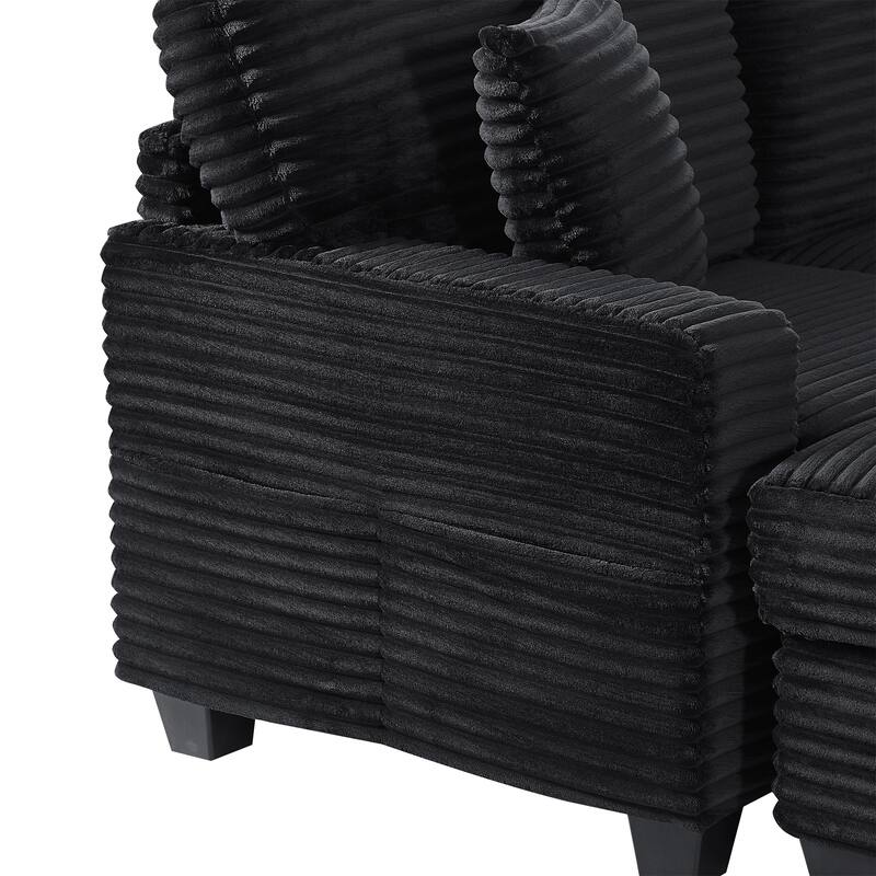 125.2" Corduroy U-Shaped Sectional Sofa with Movable Ottoman and Side Storage Pockets