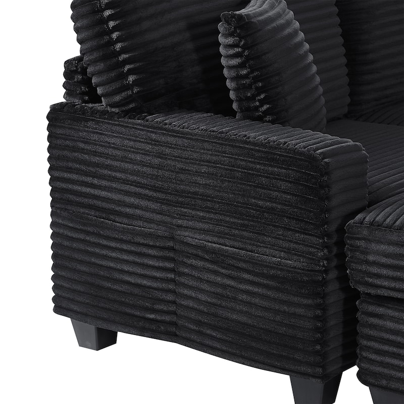 Sectional Sofa U-shaped Sectional 125.2" Upholstered L-shaped Sofa with a Movable Ottoman and Side Storage Pockets
