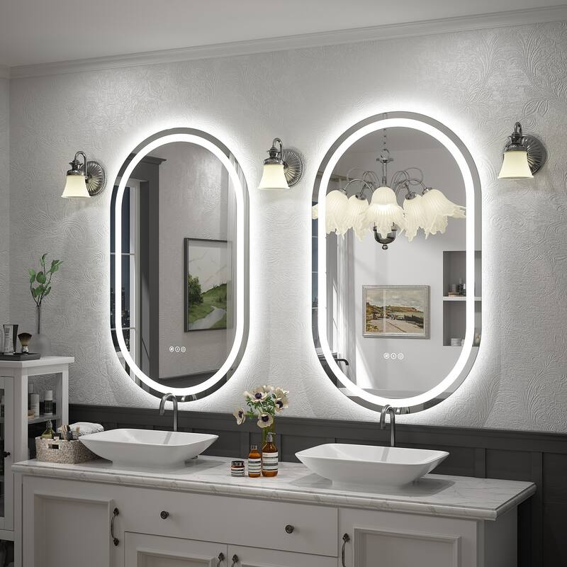 UL Certified Oval LED Lighted Anti-fog Wall Bathroom Vanity Mirror