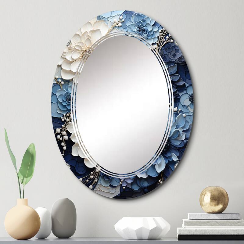 Designart "Liquid Ink Spiral I" Abstract Modern Wall Mirror - 20in.x30in.