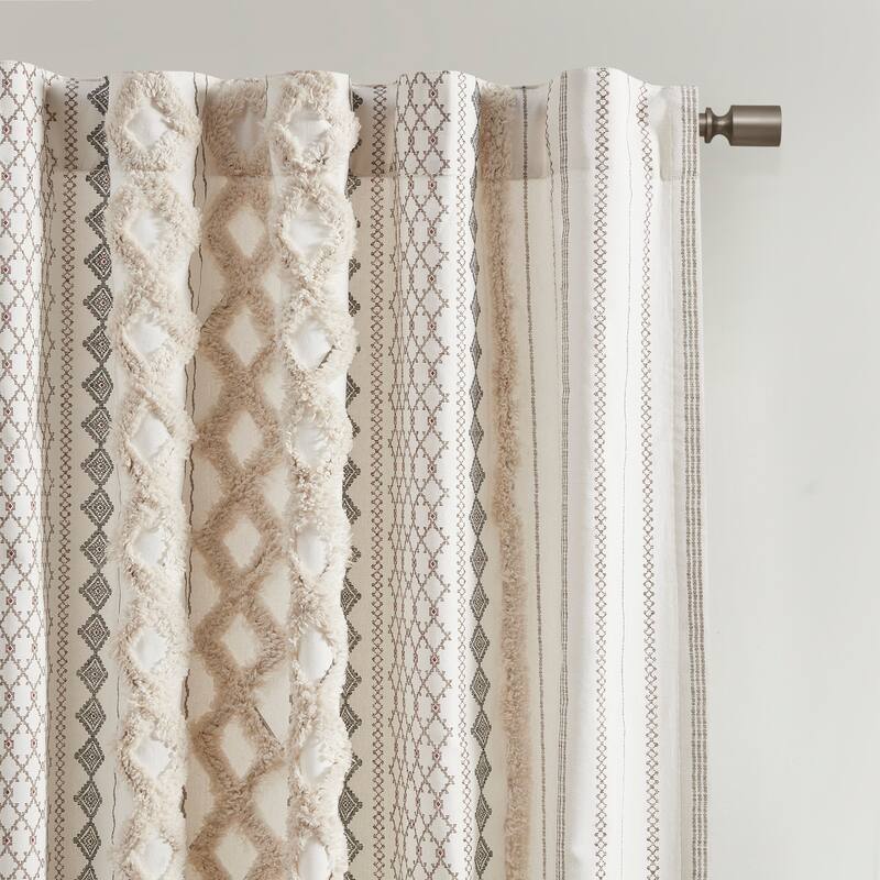 Cotton Printed Curtain Panel - Ivory
