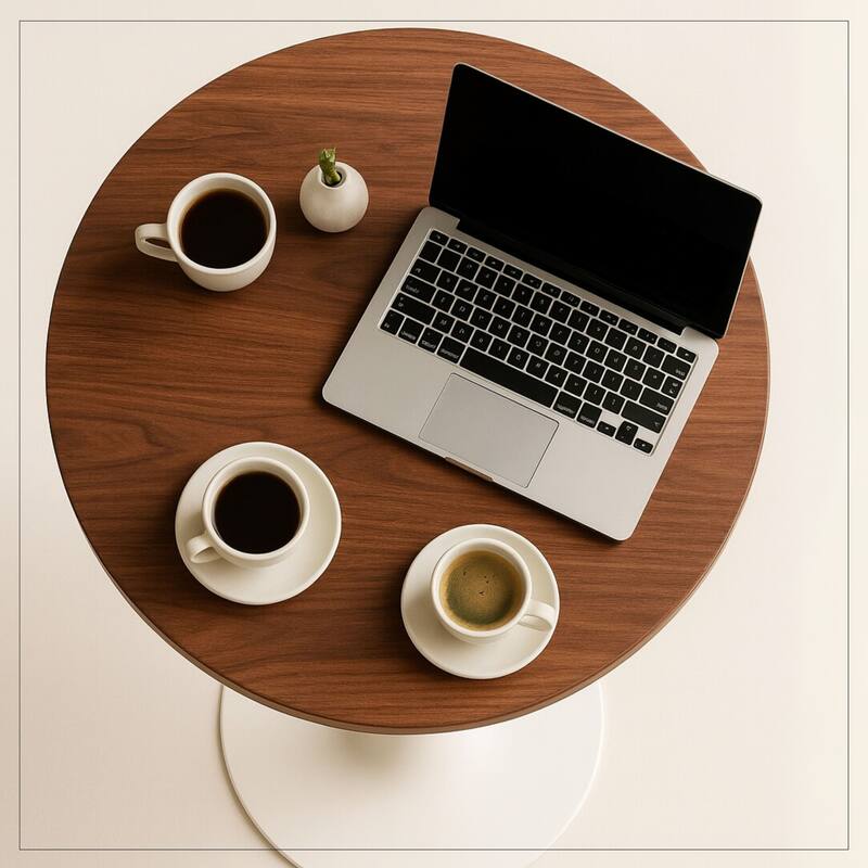 Bristol 27" Round Dining Table with MDF TableTop & White Pedestal Base for Kitchen & Dining Room