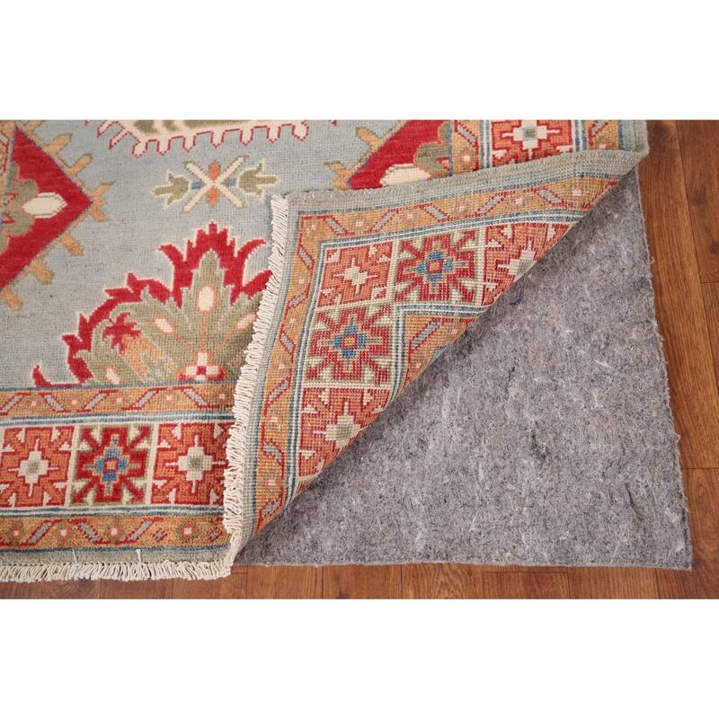 Kazak Accent Rug Hand-Knotted Geometric Wool Carpet - 3'4" x 4'11"