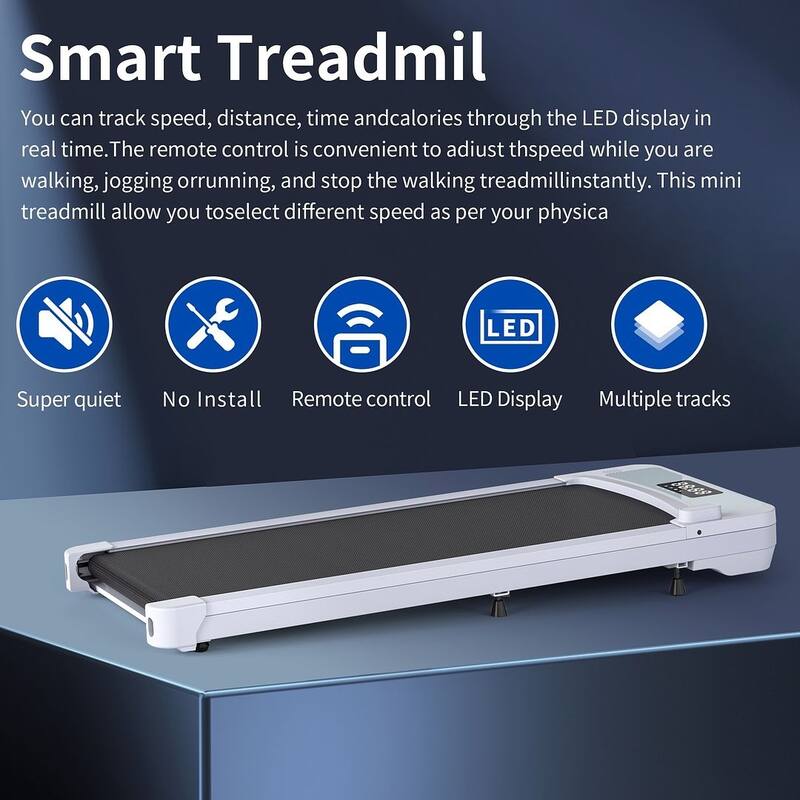 Compact Flat Treadmill with Remote Control - Ideal for Home Fitness and Fat Burning