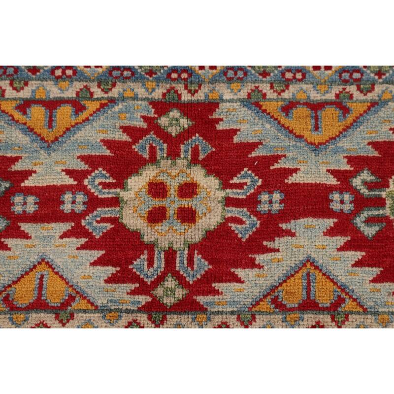 Striped Kazak Oriental Area Rug Hand-Knotted Wool Carpet - 4'10" x 6'6"