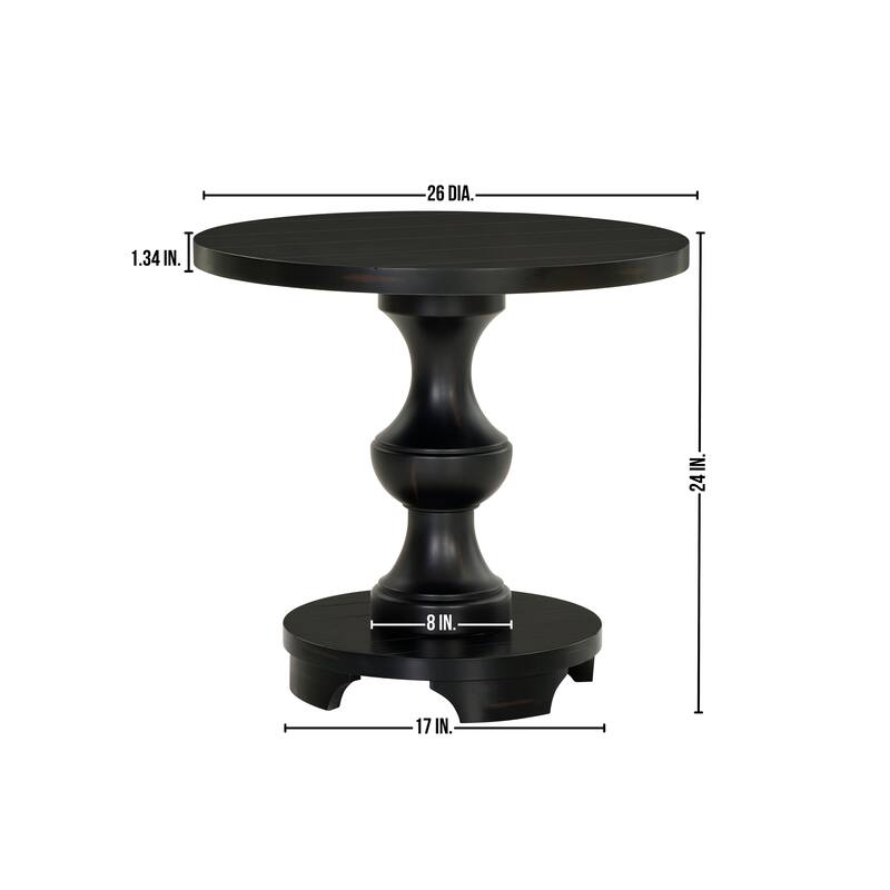 26-Inch Diameter Traditional Round Pedestal End Table