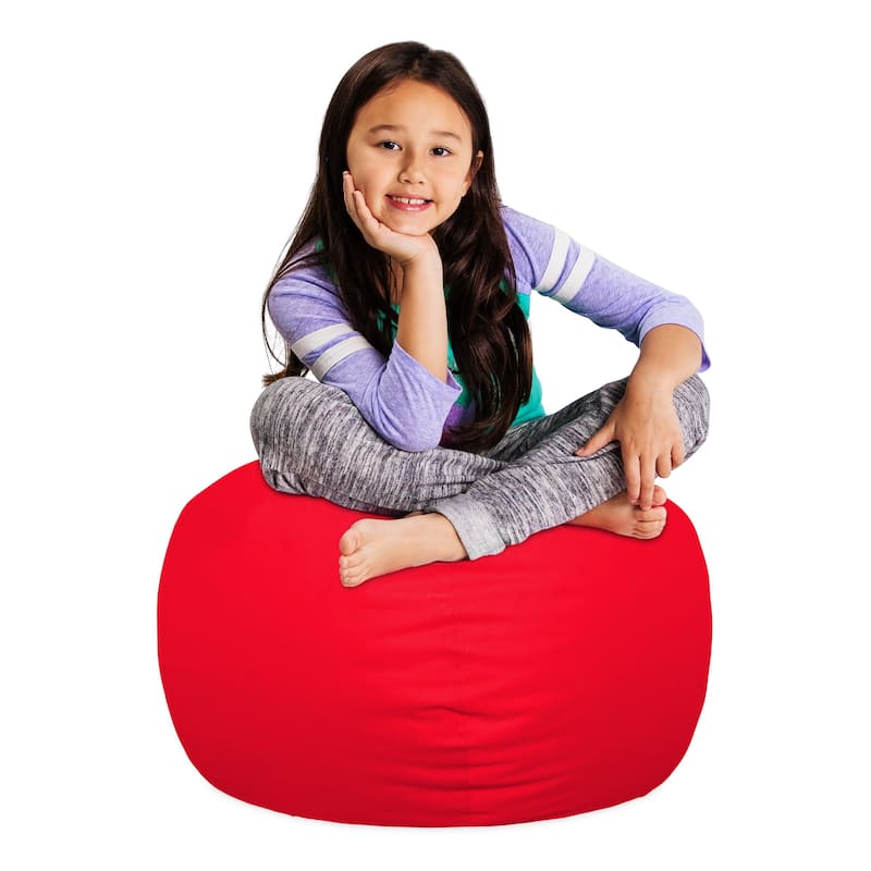 Kids Bean Bag Chair, Big Comfy Chair - Machine Washable Cover - 27 Inch Medium - Solid Red
