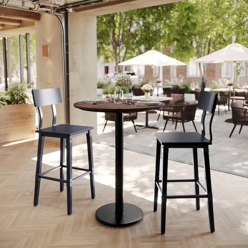 Commercial HPL Tabletop with Bar Height Round Base