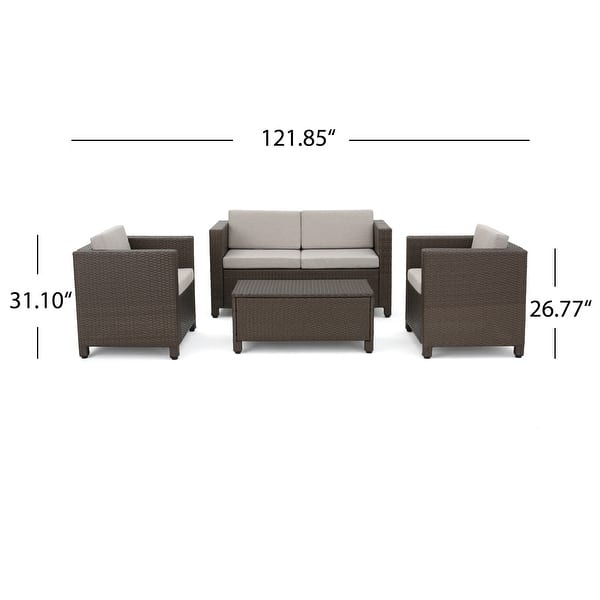 dimension image slide 8 of 11, Puerta Outdoor 4-piece Patio Chat Set by Christopher Knight Home